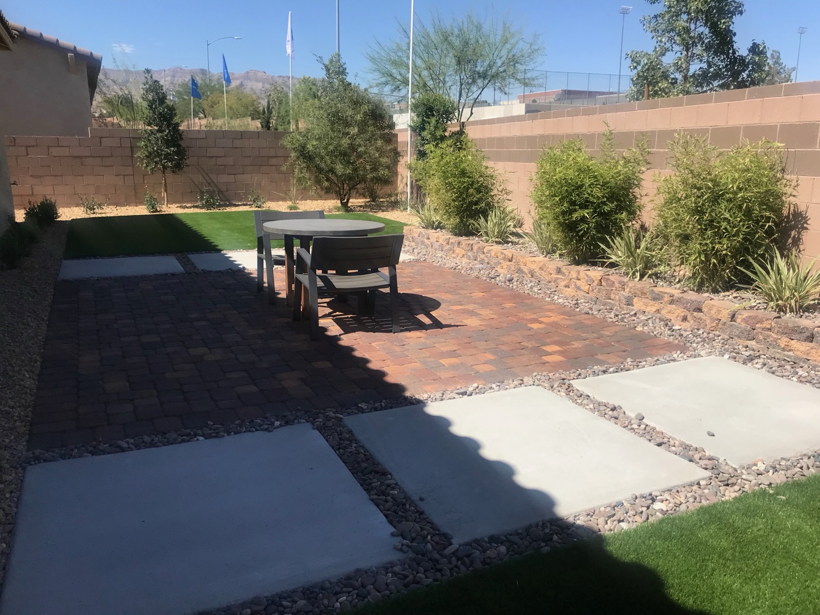 Completed landscaping project by Unique-Scape & Design in the Las Vegas Valley
