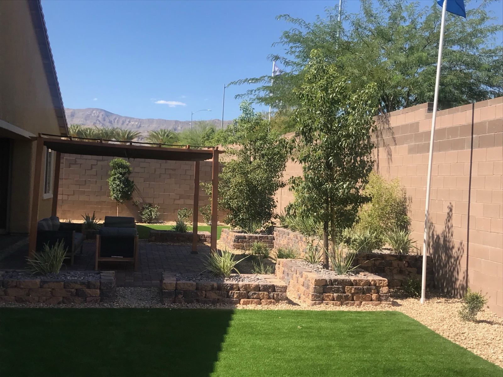 Drought-tolerant conversion project by Unique-Scape & Design in the Las Vegas Valley