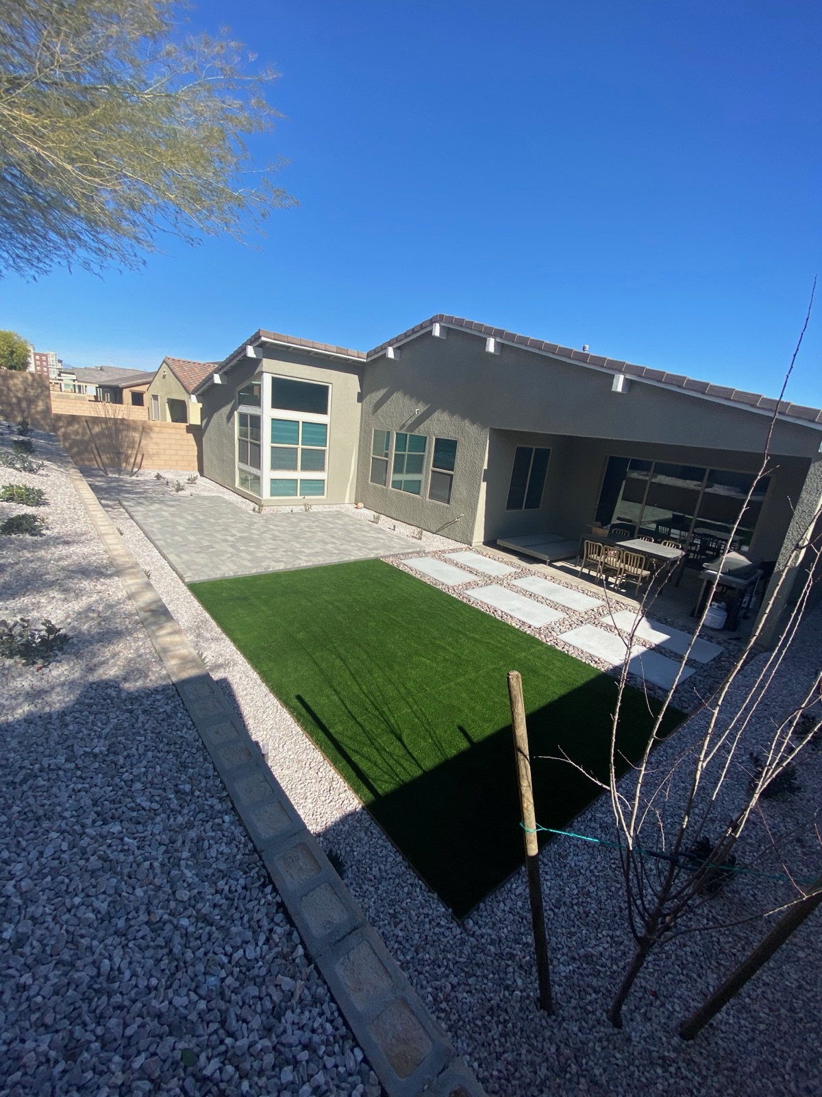 Completed landscaping project by Unique-Scape & Design in the Las Vegas Valley